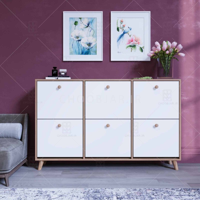 جاکفشی داشبوردی مدرن آپارتمان دستگیره چوبی جاکفشی داشبوردی مدرن آپارتمان دستگیره چوبی