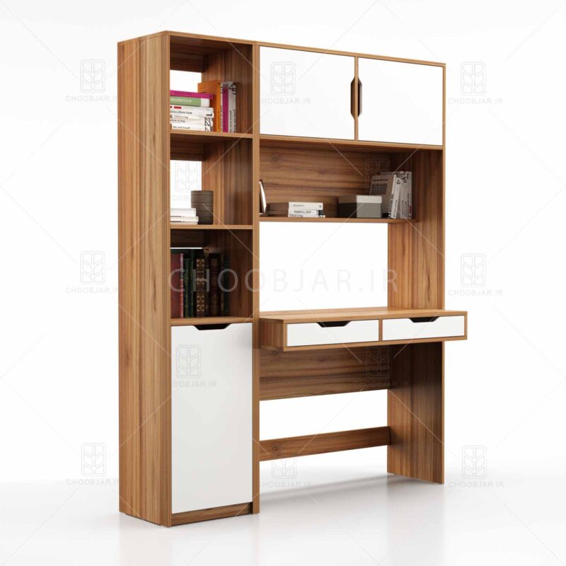 کتابخانه و میز تحریر مدرن کشو دار ام دی اف جدید
