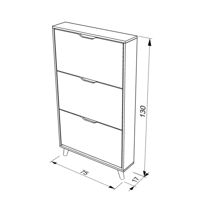 جاکفشی داشبوردی سه درب یک طبقه النا - (طول 75) جاکفشی داشبوردی مدرن ام دی اف جدید