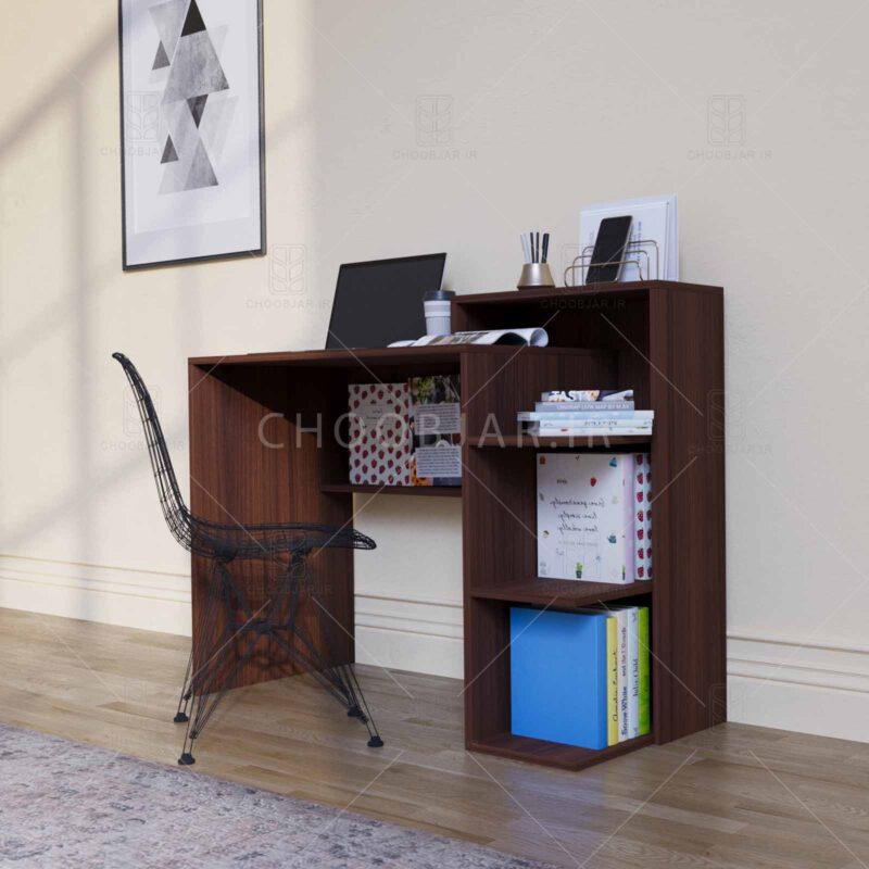 میزتحریر قفسه دار پاندا - (طول 105) میز تحریر مدرن ام دی اف قفسه دار جدید