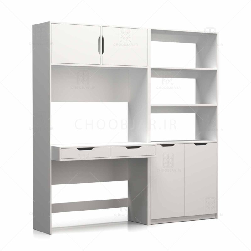 میز تحریر و کتابخانه مودنا (طول 180) - کد KT02 کتابخانه و میز تحریر مدرن ام دی اف جدید با گارانتی