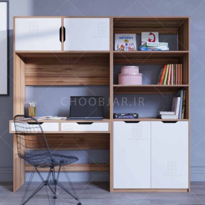 کتابخانه و میز تحریر مدرن ام دی اف جدید با گارانتی