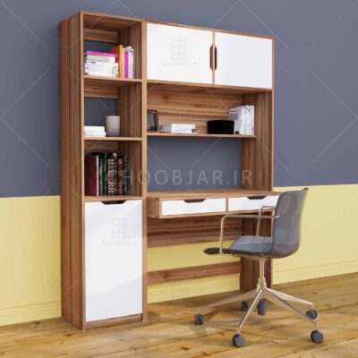 کتابخانه و میز تحریر مدرن کشو دار ام دی اف جدید