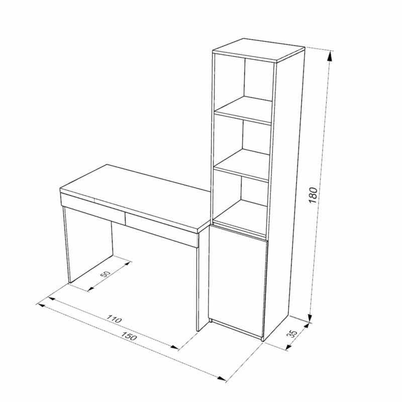 میز تحریر و کتابخانه کاریزما (طول 150) - کد M04 میز تحریر و کتابخانه مدرن ام دی اف جدید