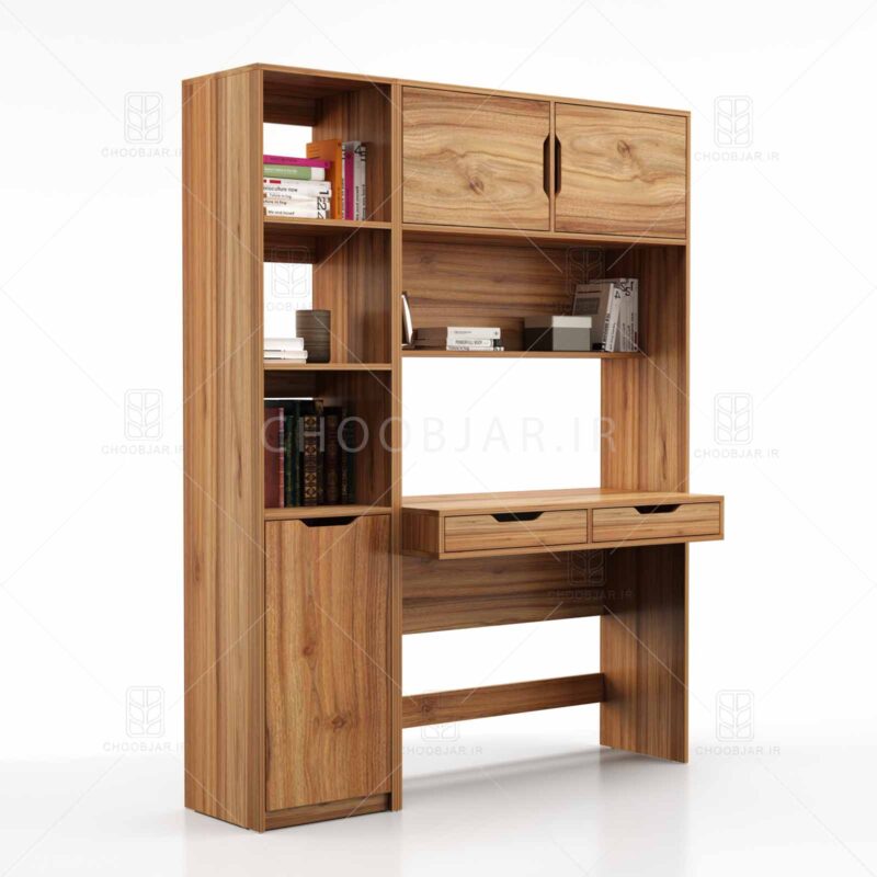 کتابخانه و میز تحریر مدرن کشو دار ام دی اف جدید