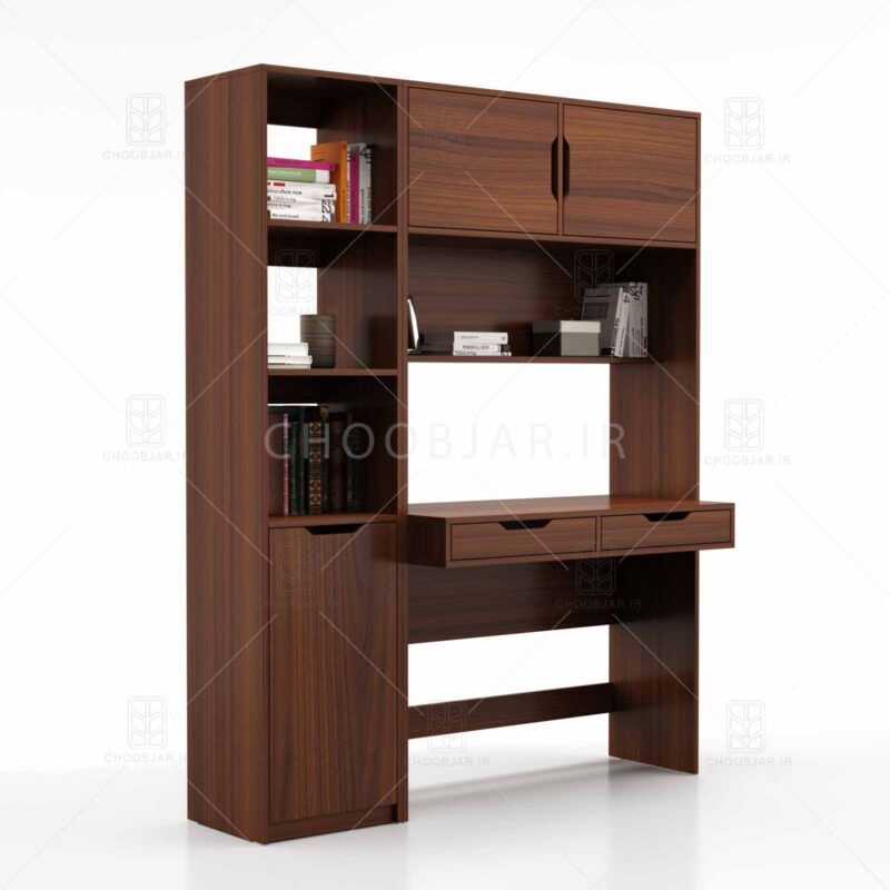 کتابخانه و میز تحریر مدرن کشو دار ام دی اف جدید
