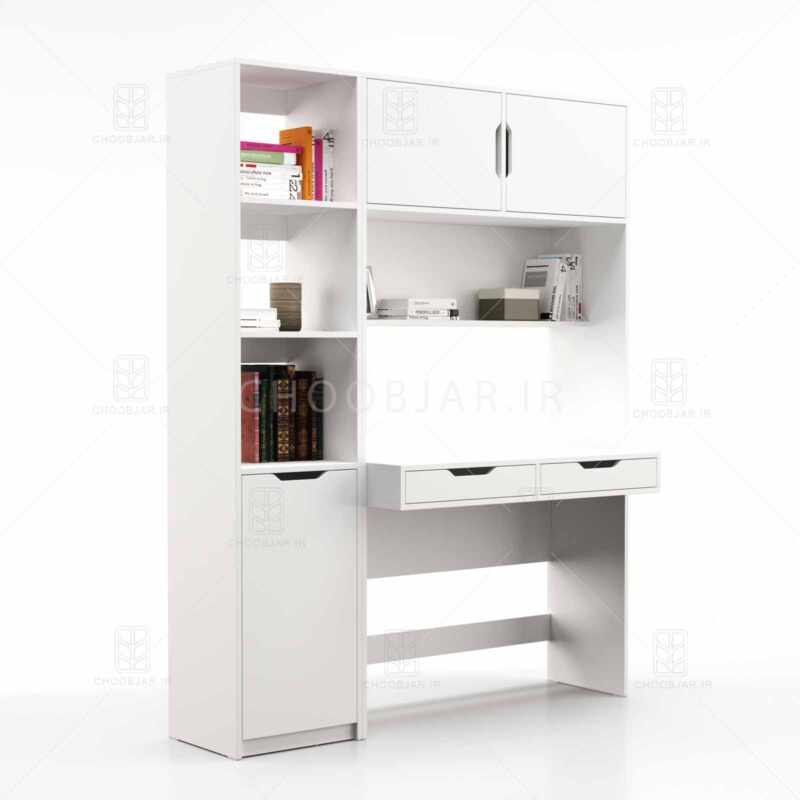 کتابخانه و میز تحریر مدرن کشو دار ام دی اف جدید