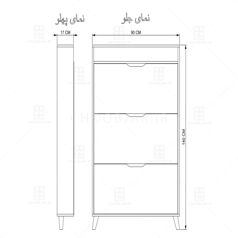 جاکفشی داشبوردی باریک باکس دار سه درب - طول 90 عمق 17 سایر جاکفشی داشبوردی باریک باکس دار سه درب - طول 90 عمق 17 سایر