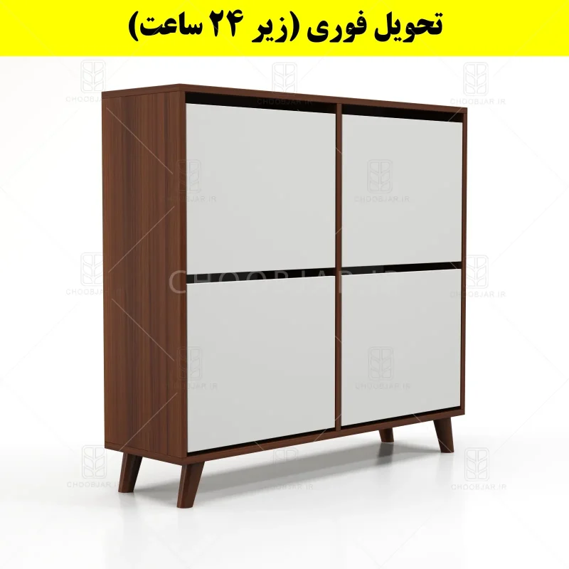 جاکفشی داشبوردی چهار درب طرح ایکیا – طول 100 (تحویل فوری) سفید فندوقی