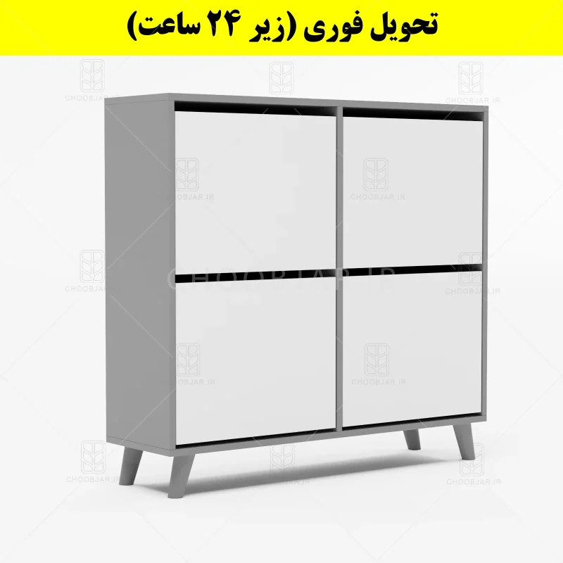 جاکفشی داشبوردی چهار درب طرح ایکیا – طول 100 (تحویل فوری) سفید طوسی