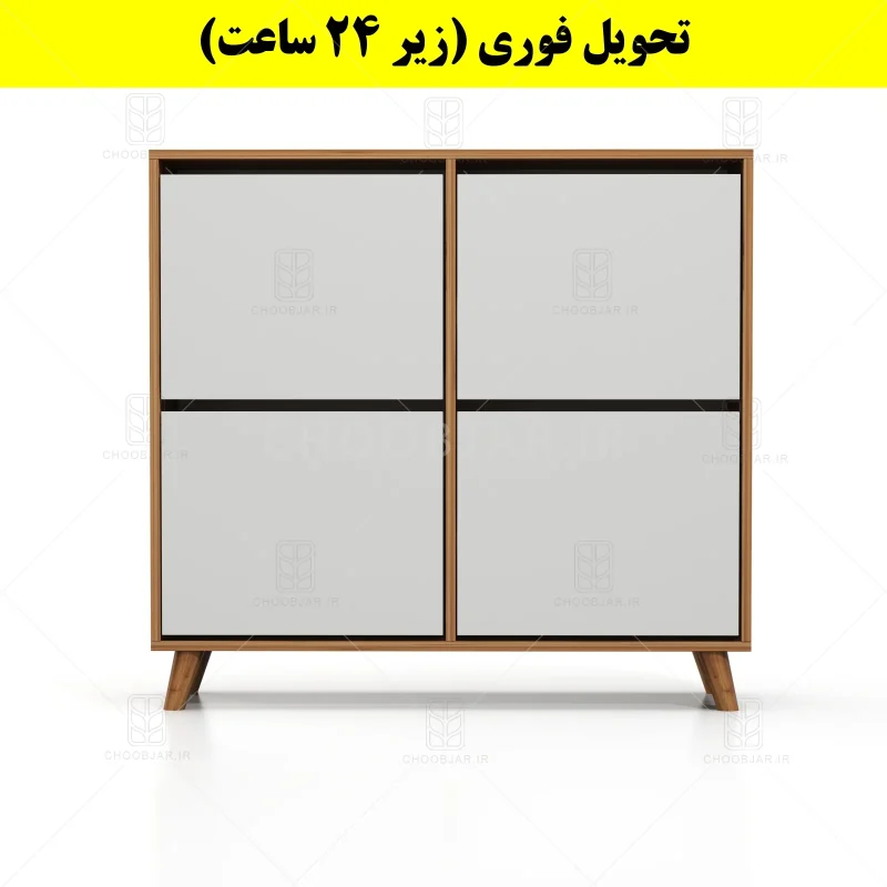 جاکفشی داشبوردی چهار درب طرح ایکیا – طول 100 (تحویل فوری) سفید گردویی
