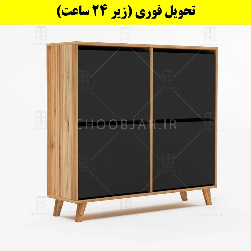 جاکفشی داشبوردی چهار درب طرح ایکیا – طول 100 (تحویل فوری) نوک مدادی گردویی