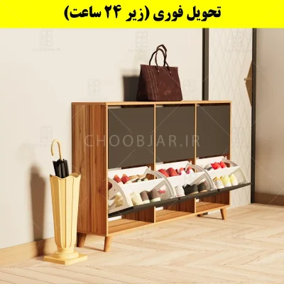 جاکفشی داشبوردی شش درب طرح ایکیا – طول 150 (تحویل فوری) نوک مدادی گردویی