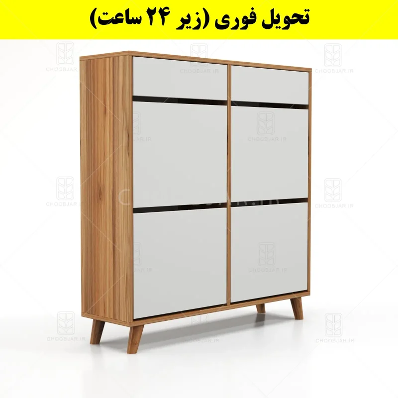 جاکفشی داشبوردی چهار درب کشودار طرح ایکیا – طول 100 (تحویل فوری) سفید گردویی جاکفشی داشبوردی چهار درب کشودار طرح ایکیا – طول 100 (تحویل فوری) سفید گردویی