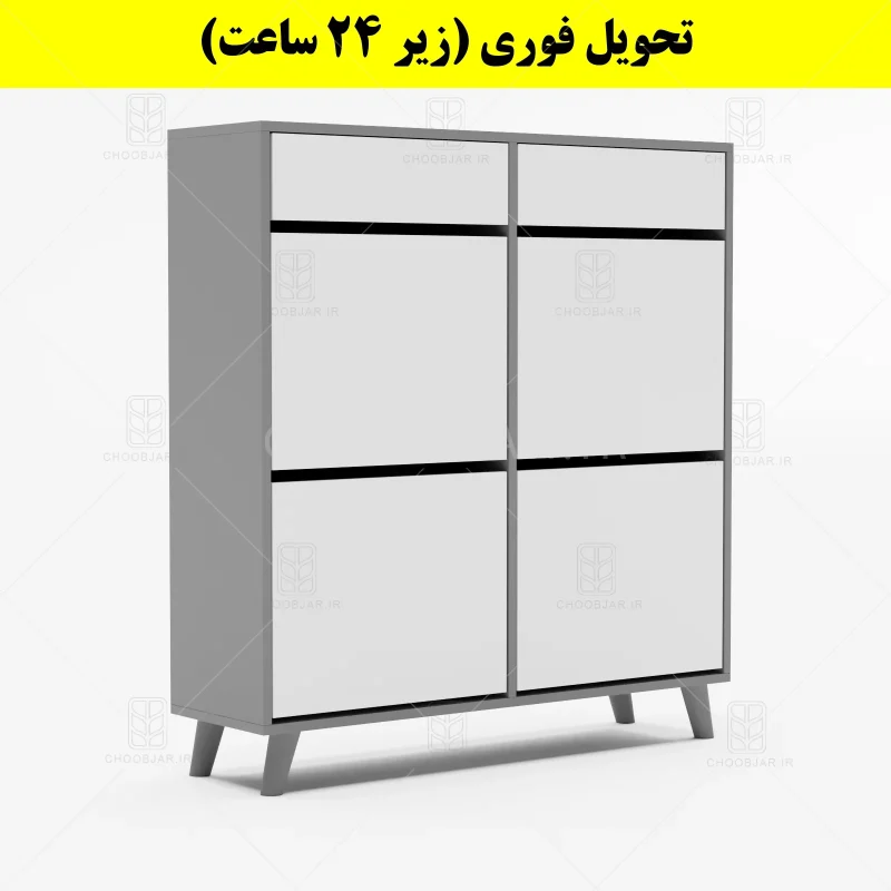 جاکفشی داشبوردی چهار درب کشودار طرح ایکیا – طول 100 (تحویل فوری) سفید طوسی جاکفشی داشبوردی چهار درب کشودار طرح ایکیا – طول 100 (تحویل فوری) سفید طوسی