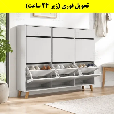 جاکفشی داشبوردی شش درب کشودار طرح ایکیا – طول 150 (تحویل فوری) سفید