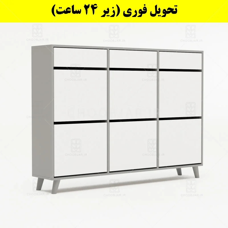 جاکفشی داشبوردی شش درب کشودار طرح ایکیا – طول 150 (تحویل فوری) سفید طوسی جاکفشی داشبوردی شش درب کشودار طرح ایکیا – طول 150 (تحویل فوری) سفید طوسی