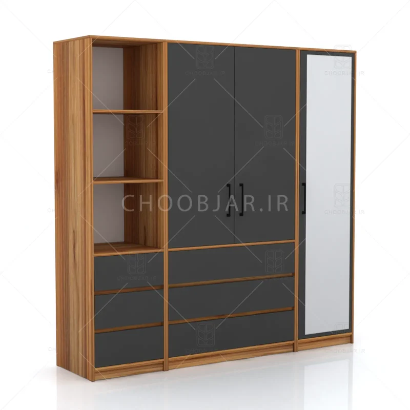 کمد طول 200 کالکشن پازلی ماکان کد 106 نوک مدادی گردویی