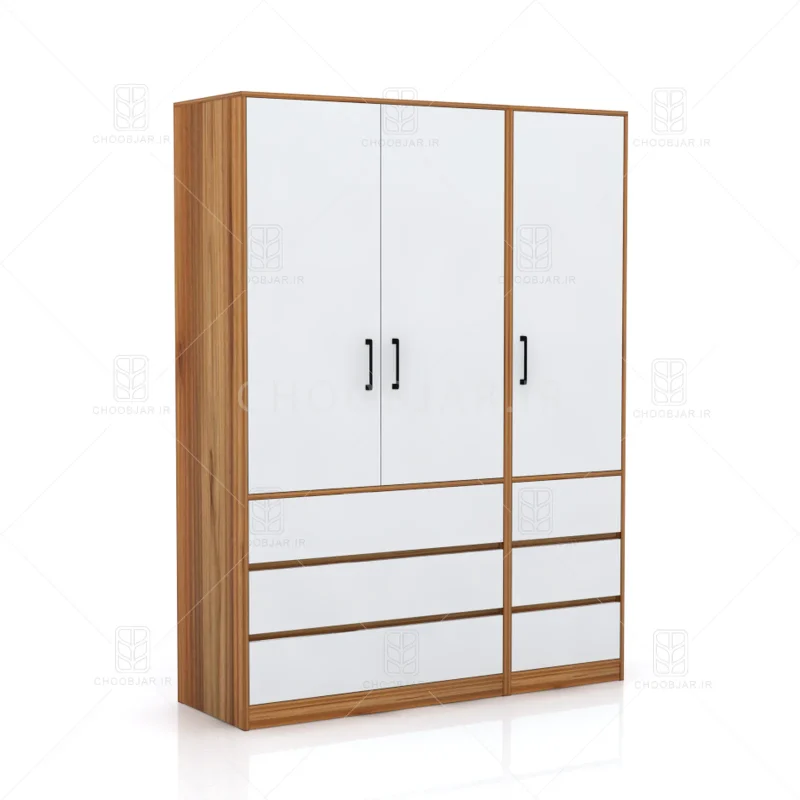 کمد طول 150 کالکشن پازلی ماکان کد 108 سفید گردویی