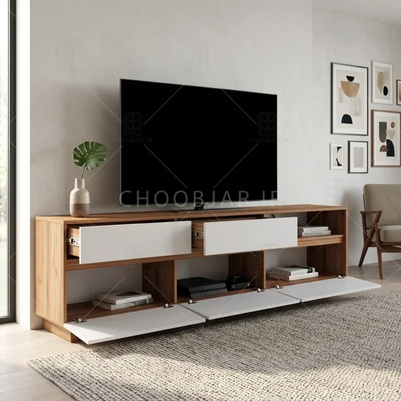 میز تلویزیون کد 116 سفید گردویی