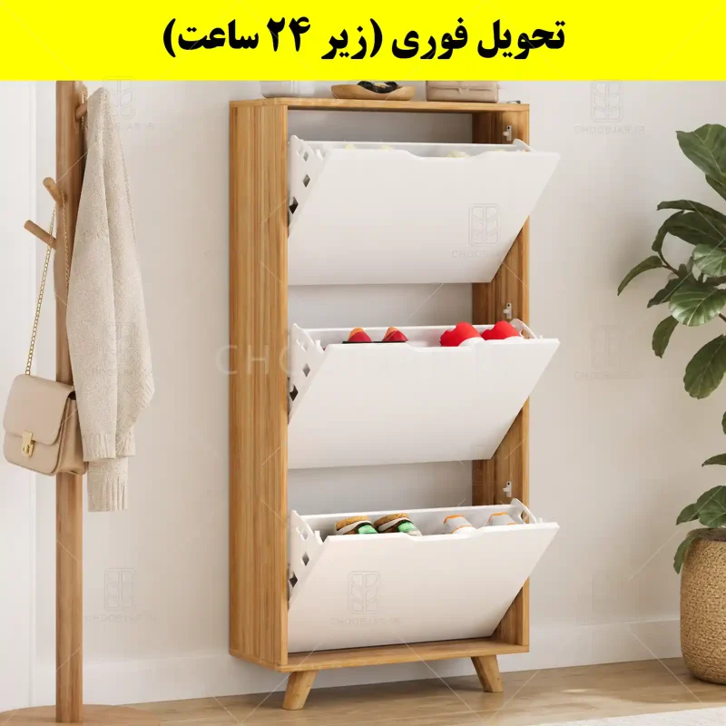 جاکفشی داشبوردی باریک سه درب النا – طول 50 (تحویل فوری) سفید گردویی جاکفشی داشبوردی باریک سه درب النا – طول 50 (تحویل فوری) سفید گردویی