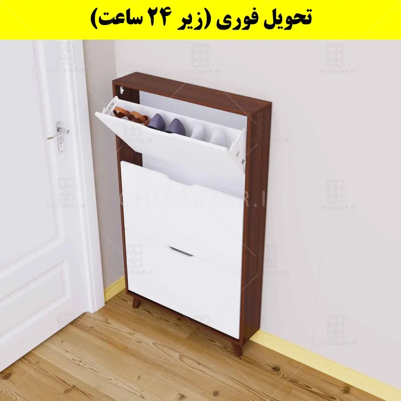 جاکفشی داشبوردی باریک سه درب النا – طول 75 (تحویل فوری) سفید فندوقی