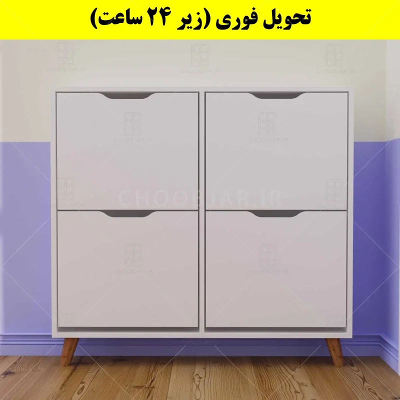 جاکفشی داشبوردی باریک چهار درب النا – طول 100 (تحویل فوری) سفید