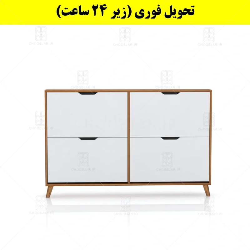جاکفشی داشبوردی باریک چهار درب النا – طول 140 (تحویل فوری) سفید گردویی