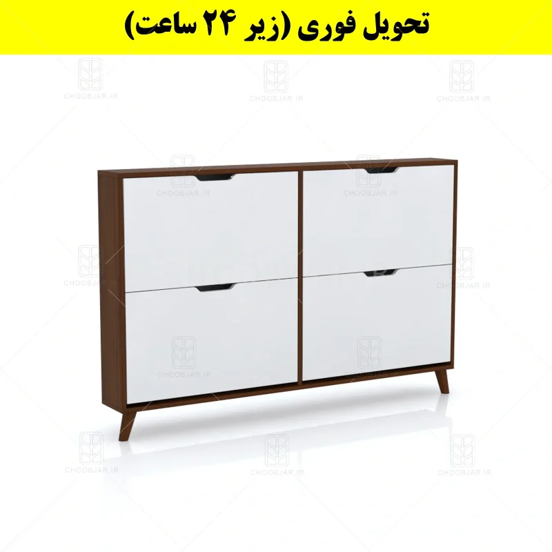 جاکفشی داشبوردی باریک چهار درب النا – طول 140 (تحویل فوری) سفید فندوقی
