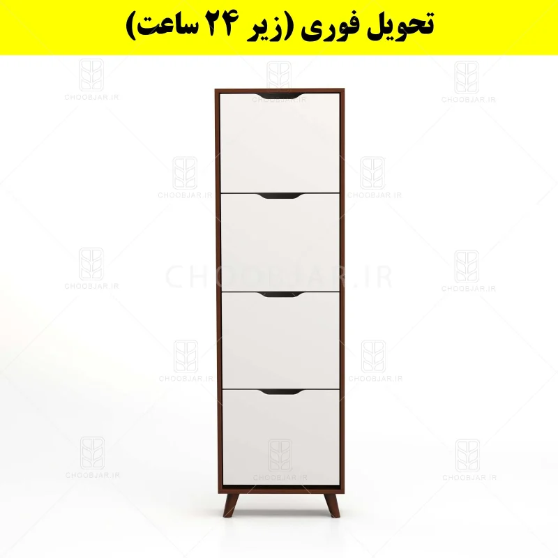 جاکفشی داشبوردی باریک چهار درب النا – طول 50 (تحویل فوری) سفید گردویی