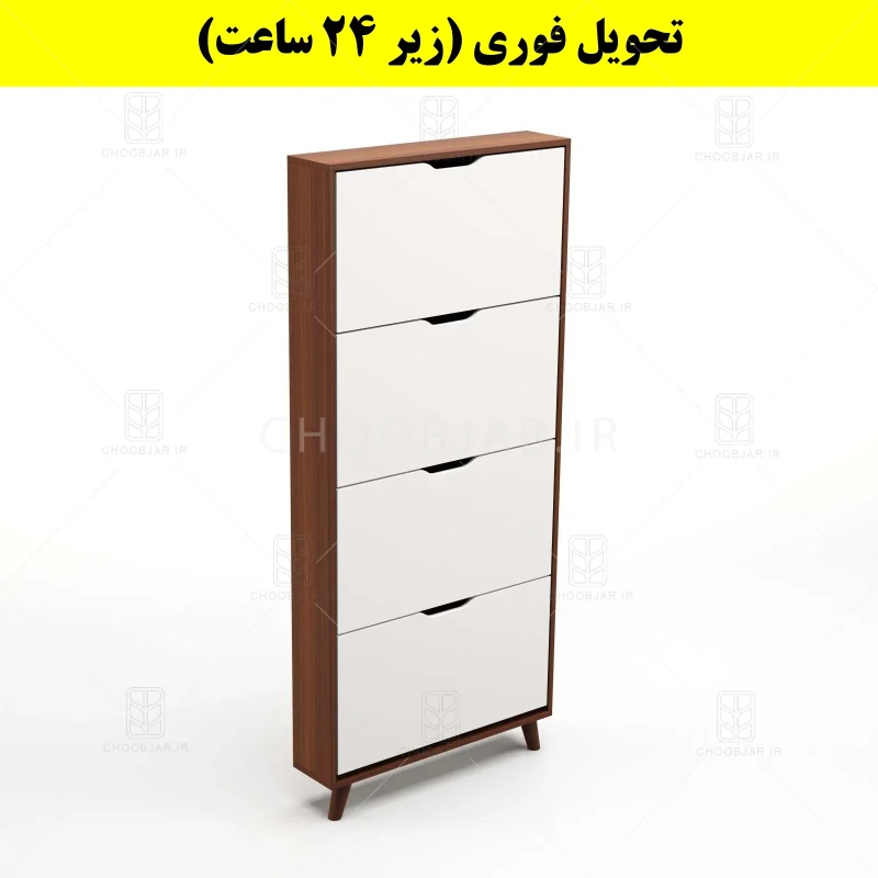 جاکفشی داشبوردی باریک چهار درب النا – طول 75 (تحویل فوری) سفید فندوقی
