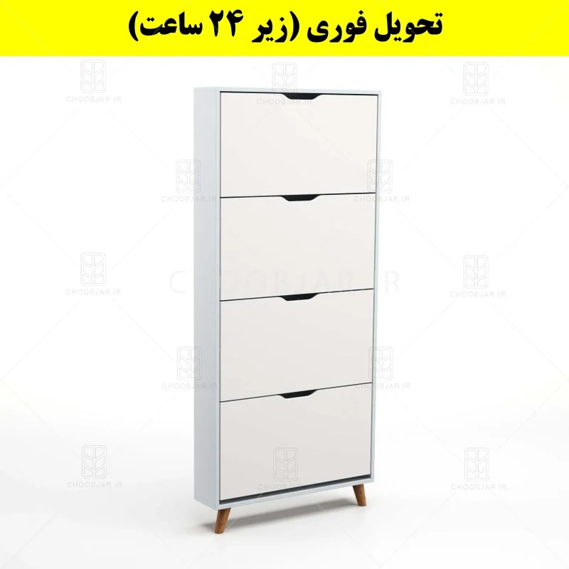 جاکفشی داشبوردی باریک چهار درب النا – طول 75 (تحویل فوری) سفید طوسی