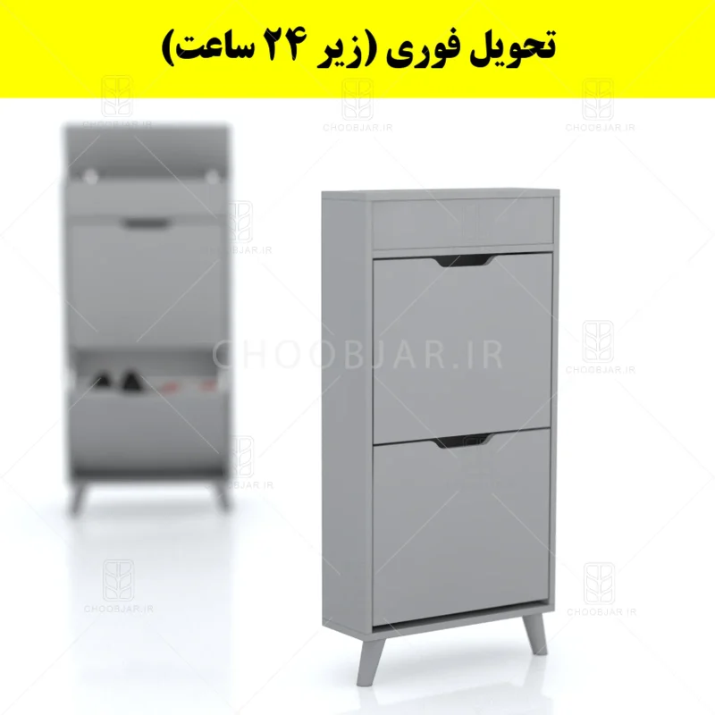 جاکفشی داشبوردی باریک باکس دار دو درب النا – طول 50 (تحویل فوری) طوسی