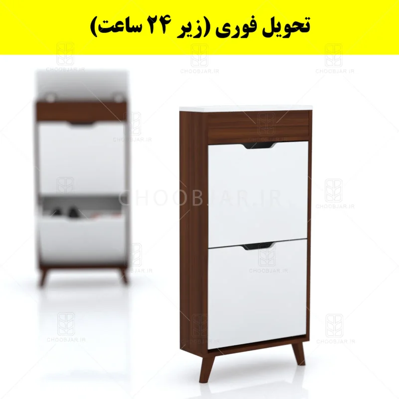 جاکفشی داشبوردی باریک باکس دار دو درب النا – طول 50 (تحویل فوری) سفید فندوقی