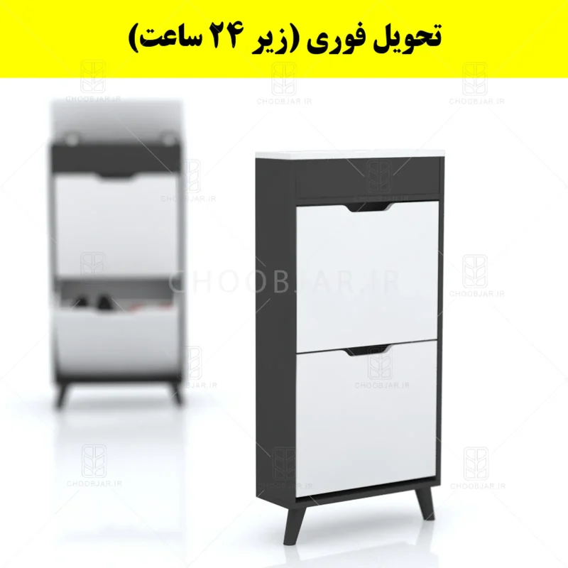 جاکفشی داشبوردی باریک باکس دار دو درب النا – طول 50 (تحویل فوری) سفید نوک مدادی