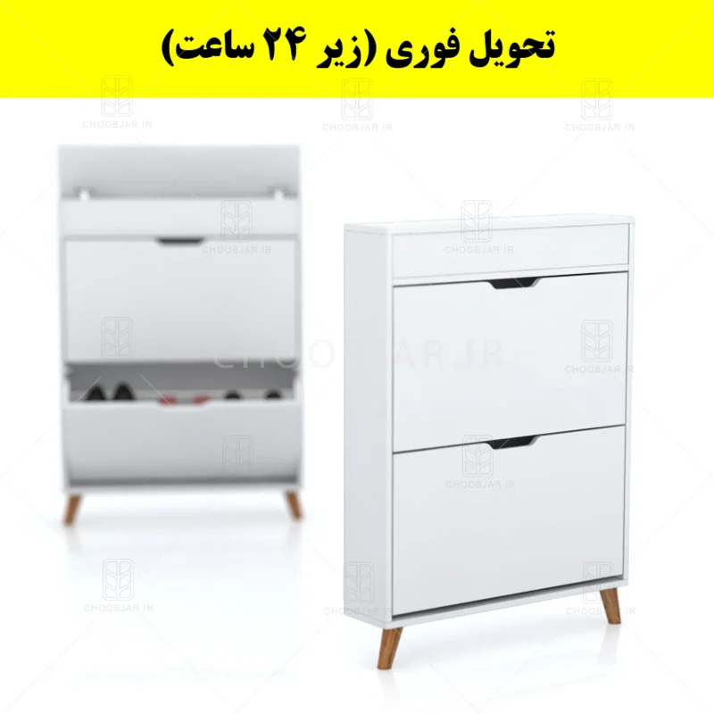 جاکفشی داشبوردی باریک باکس دار دو درب النا – طول 75 (تحویل فوری) سفید