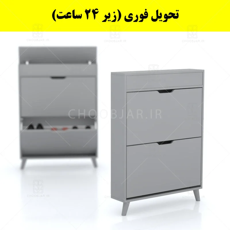 جاکفشی داشبوردی باریک باکس دار دو درب النا – طول 75 (تحویل فوری) طوسی