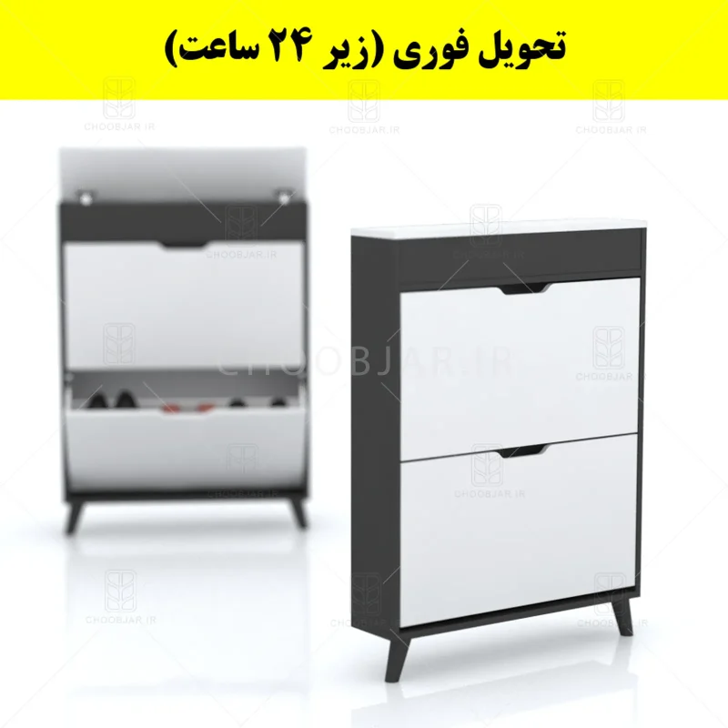 جاکفشی داشبوردی باریک باکس دار دو درب النا – طول 75 (تحویل فوری) سفید نوک مدادی