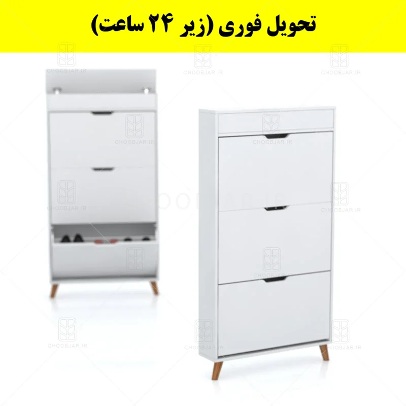 جاکفشی داشبوردی باریک باکس دار سه درب النا – طول 75 (تحویل فوری) سفید