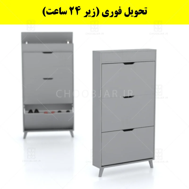 جاکفشی داشبوردی باریک باکس دار سه درب النا – طول 75 (تحویل فوری) طوسی