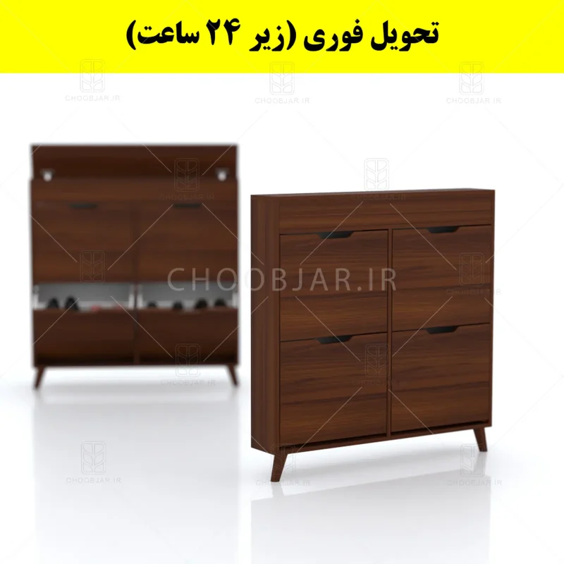 جاکفشی داشبوردی باریک باکس دار چهار درب النا – طول 100 (تحویل فوری) فندوقی