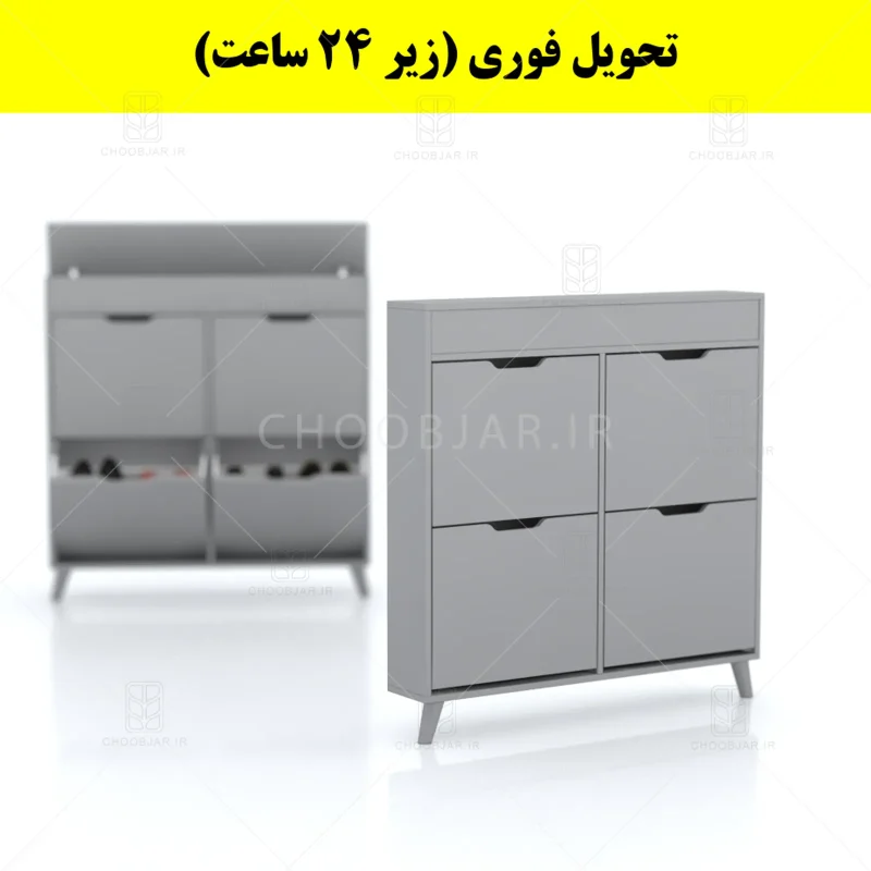 جاکفشی داشبوردی باریک باکس دار چهار درب النا – طول 100 (تحویل فوری) طوسی