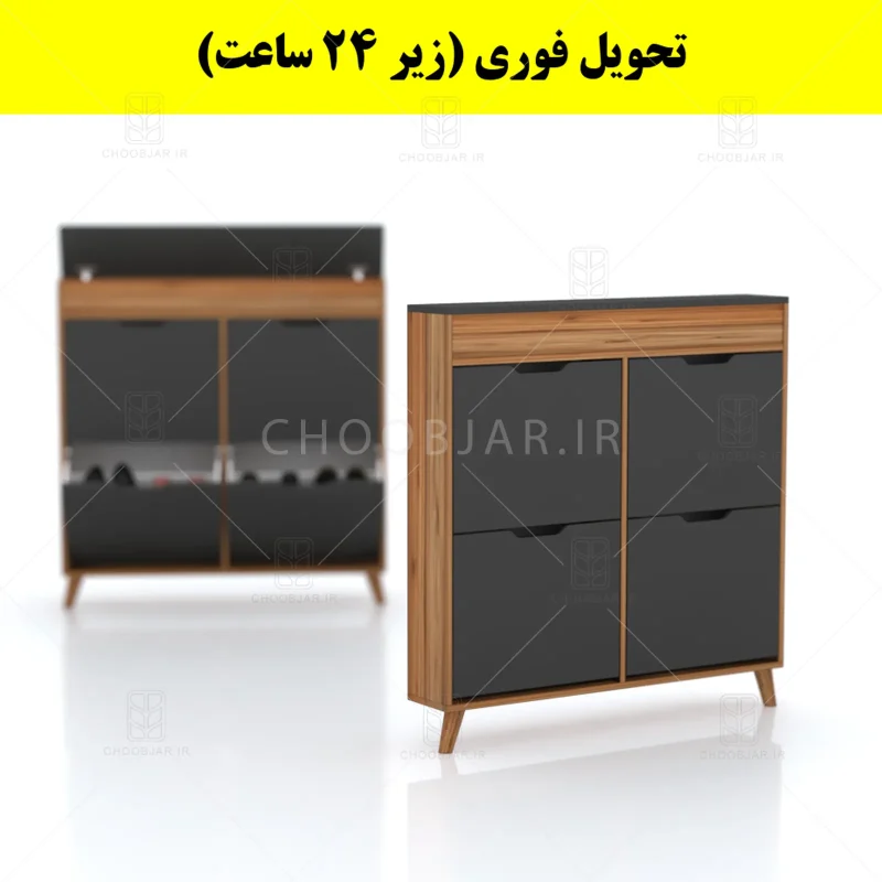 جاکفشی داشبوردی باریک باکس دار چهار درب النا – طول 100 (تحویل فوری) نوک مدادی گردویی