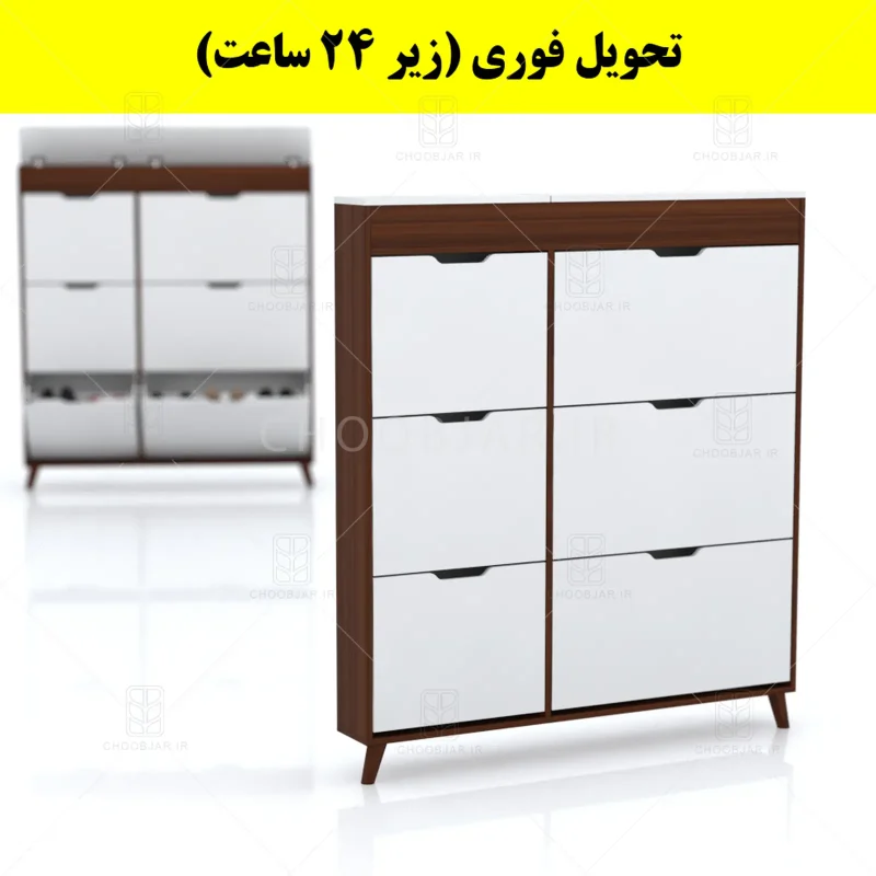 جاکفشی داشبوردی باریک باکس دار شش درب النا – طول 125 (تحویل فوری) سفید فندوقی جاکفشی داشبوردی باریک باکس دار شش درب النا – طول 125 (تحویل فوری) سفید فندوقی