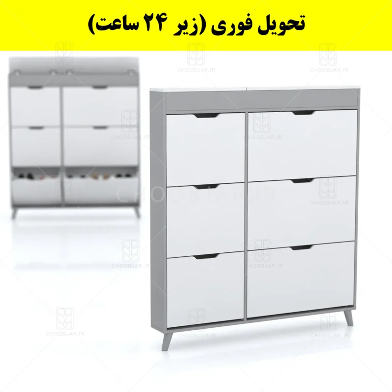 جاکفشی داشبوردی باریک باکس دار شش درب النا – طول 125 (تحویل فوری) سفید طوسی جاکفشی داشبوردی باریک باکس دار شش درب النا – طول 125 (تحویل فوری) سفید طوسی