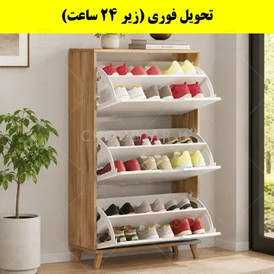جاکفشی داشبوردی سه درب النا – طول 70 (تحویل فوری) سفید گردویی