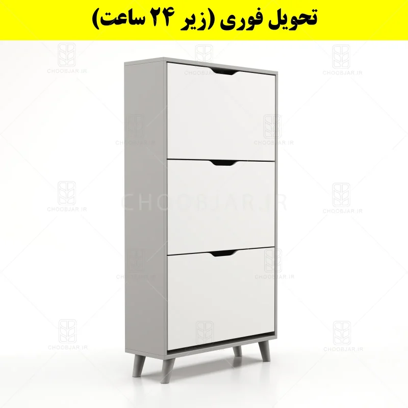 جاکفشی داشبوردی سه درب النا – طول 70 (تحویل فوری) سفید طوسی