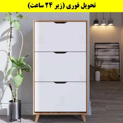 جاکفشی داشبوردی سه درب النا – طول 70 (تحویل فوری) سفید گردویی