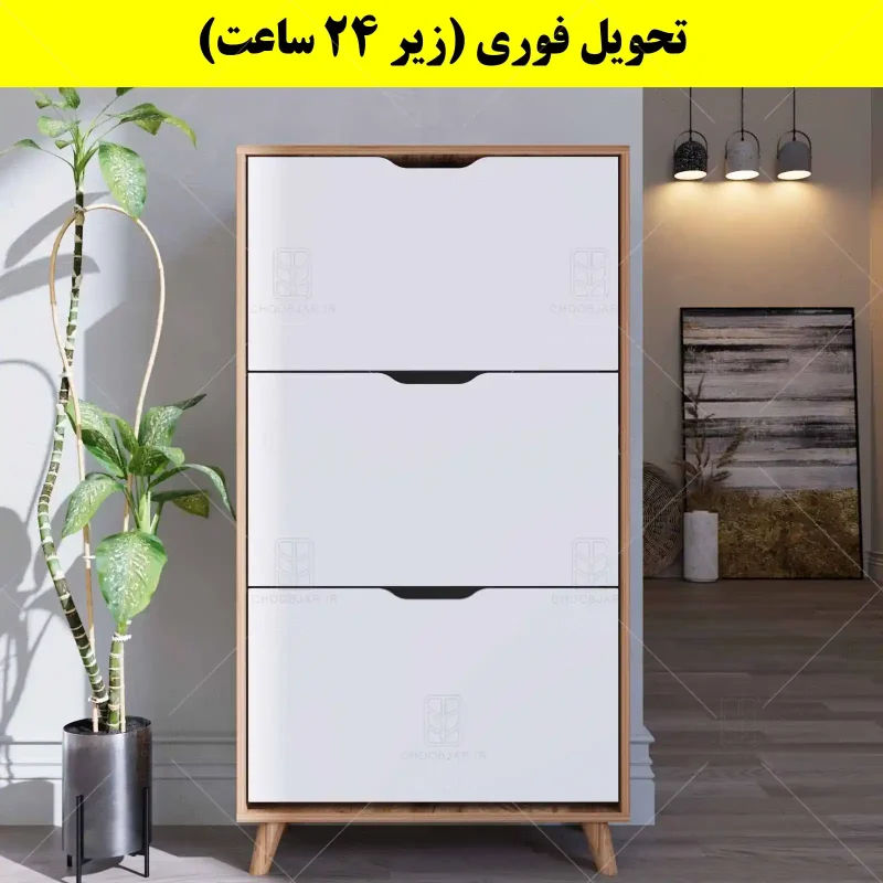 جاکفشی داشبوردی سه درب النا – طول 70 (تحویل فوری) سفید گردویی