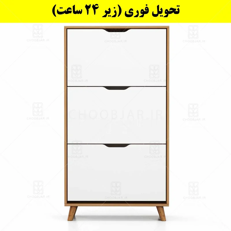 جاکفشی داشبوردی سه درب النا – طول 70 (تحویل فوری) سفید گردویی